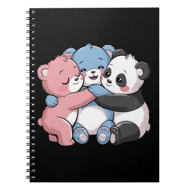 Niedliche Teddybären mit Panda Notizblock (Vorderseite)