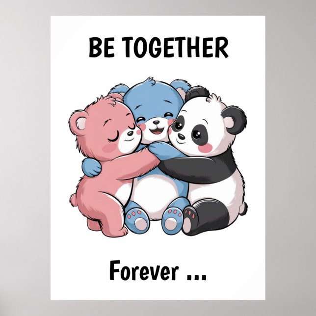Niedliche Teddybären mit Panda Poster (Vorne)