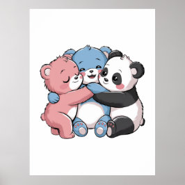 Niedliche Teddybären mit Panda Poster
