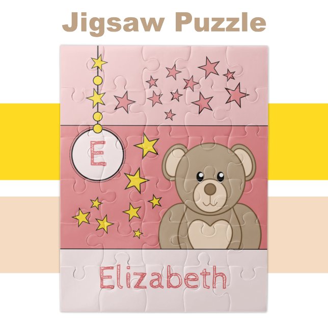 Niedliche Teddybären-Sterne heißen rosa Puzzle (Von Creator hochgeladen)