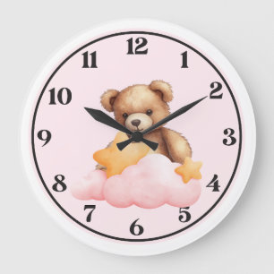 🐻 Niedliche Teddybären-Uhr für Kinderzimmer 🕒 Große Wanduhr
