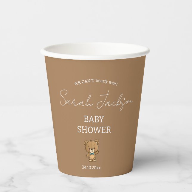 Niedliche Teddybärendusche Pappbecher (Vorderseite)