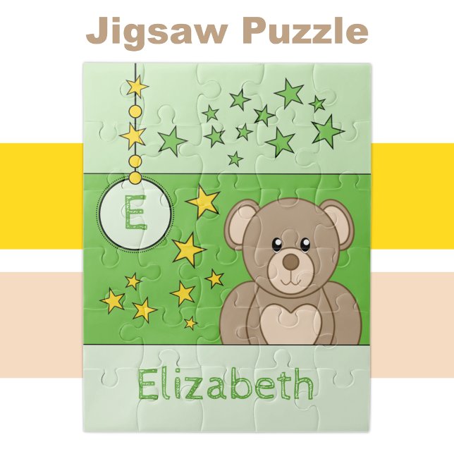 Niedliche Teddybärensterne heißen grün Puzzle (Von Creator hochgeladen)
