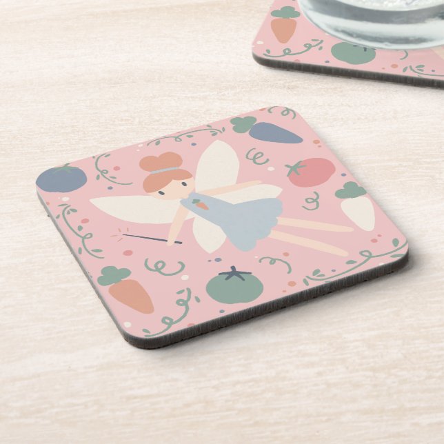 Niedliche Teigwaren Gemüse und Früchte Getränkeuntersetzer (Linke Seite)