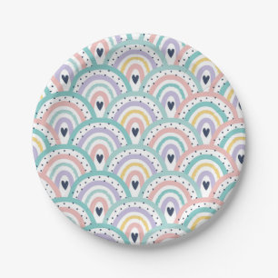 Niedliche Teller von Pastell-Regenbogen-Mustern