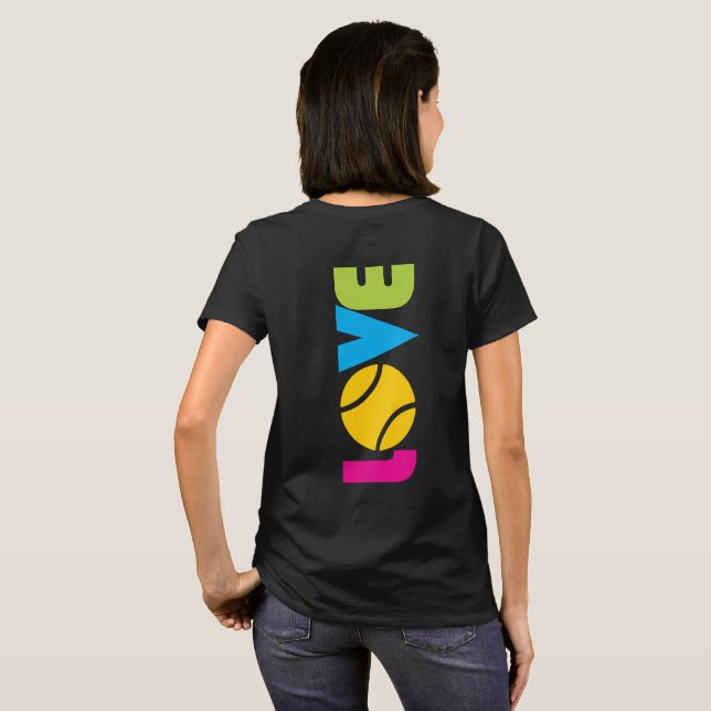 Niedliche Tennis-LIEBE, individuelle Name T-Shirt (Schwarz voll)