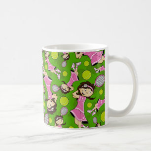 Niedliche Tennis-Mädchen-Tasse Kaffeetasse