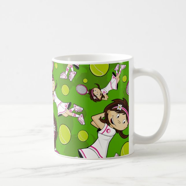 Niedliche Tennis-Mädchen-Tasse Kaffeetasse (Rechts)