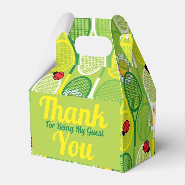 Niedliche Tennisschläger mit Ladvögeln Geschenkschachtel (Vorderseite)