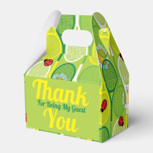 Niedliche Tennisschläger mit Ladyvögeln Geschenkschachtel