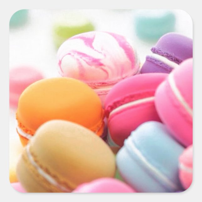 Niedliche Tessiner Macaron Quadratischer Aufkleber (Vorderseite)