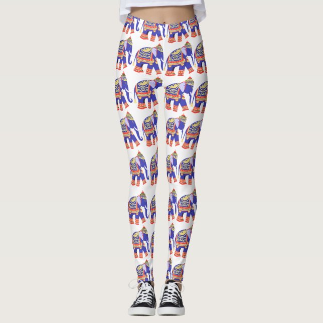 Niedliche thailändische Elefantenmuster Leggings (Vorderseite)