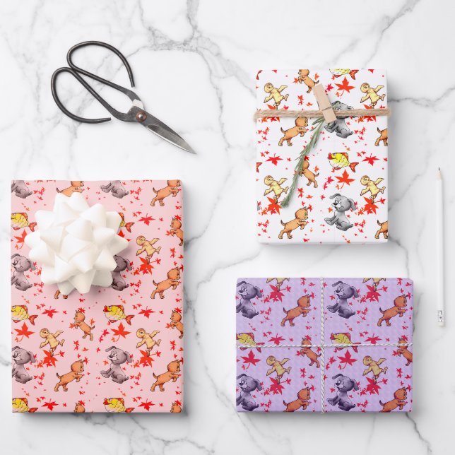 Niedliche Tierbabys Geschenkpapier Set (Vorderseite)