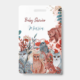 Niedliche Tiere Babydusche Einladung Rot und Blau Ausweis