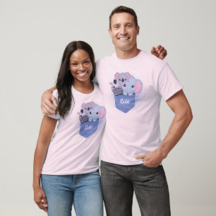 Niedliche Tiere Blau T-Shirt