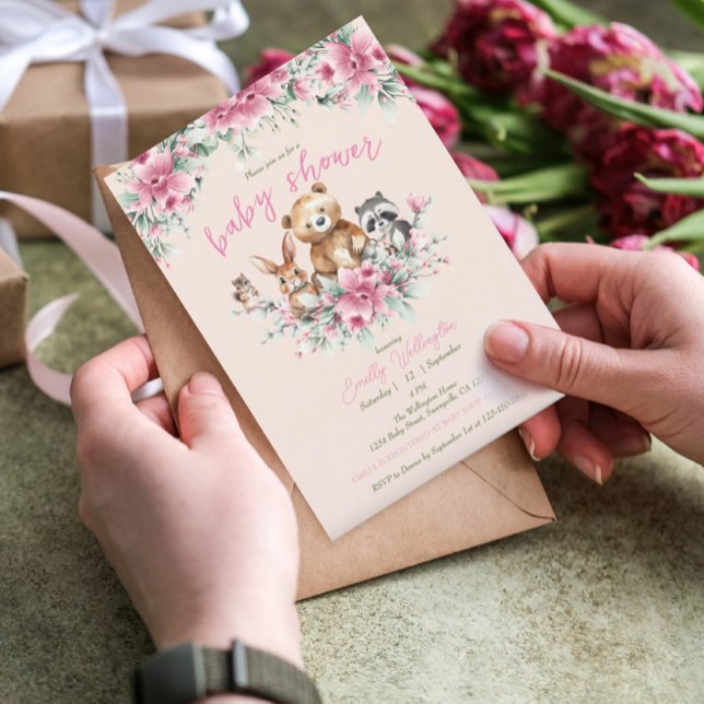 Niedliche Tiere Blumenpfirsichpfirsichpfirsichpfir Einladung (Von Creator hochgeladen)