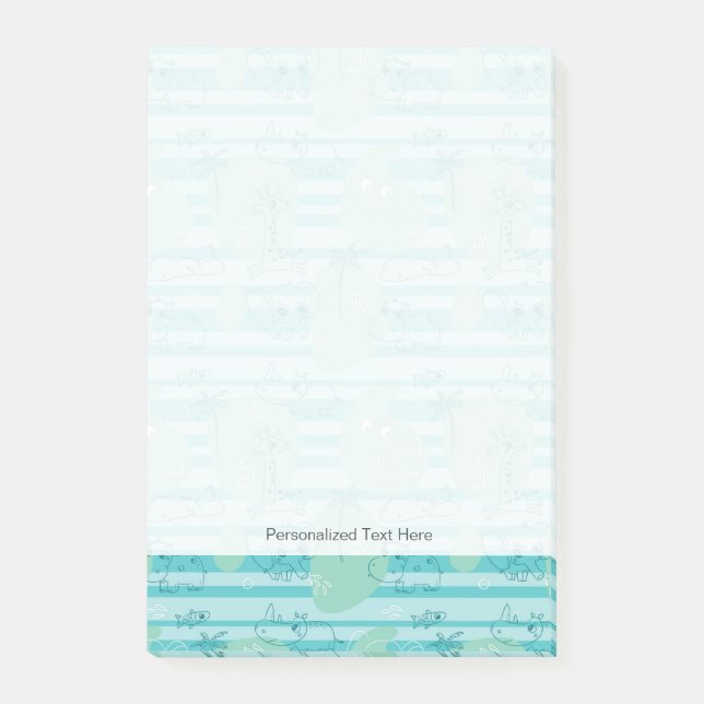 Niedliche Tiere, die mit Wasser spielen 1 Post-it Klebezettel (Vorderseite)