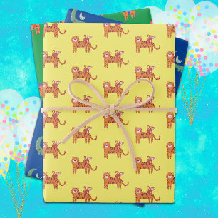 Niedliche Tiere Drei Designs Kinder Geschenkpapier Set