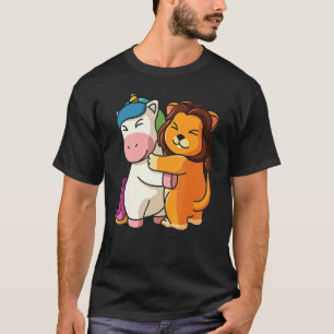 Niedliche Tiere für Einhorn und Löwe für weibliche T-Shirt