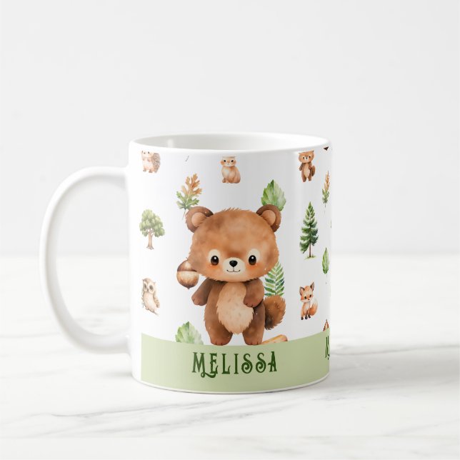 Niedliche Tiere für personalisierte Bären Kaffeetasse (Links)