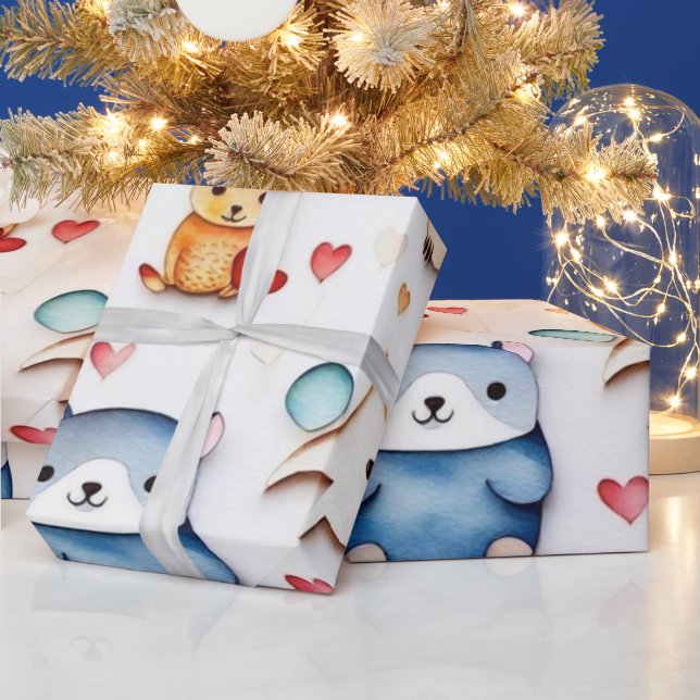 Niedliche Tiere Geschenkpapier (Feiertage)