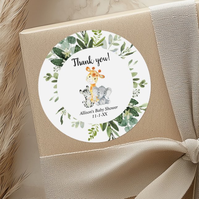 Niedliche Tiere geschlechtsneutrale Babydusche Runder Aufkleber (Von Creator hochgeladen)