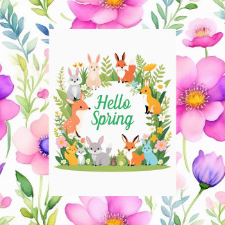 Niedliche Tiere, Hallo Frühling, Postüberqueren Postkarte