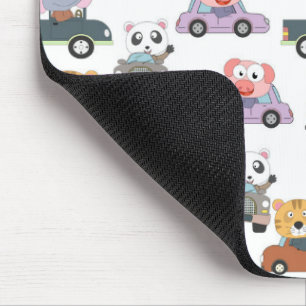 Niedliche Tiere im Fahrzeugmuster Mousepad