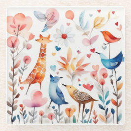 Niedliche Tiere im Garten Glasuntersetzer