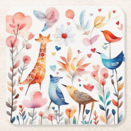 Niedliche Tiere im Garten Rechteckiger Pappuntersetzer