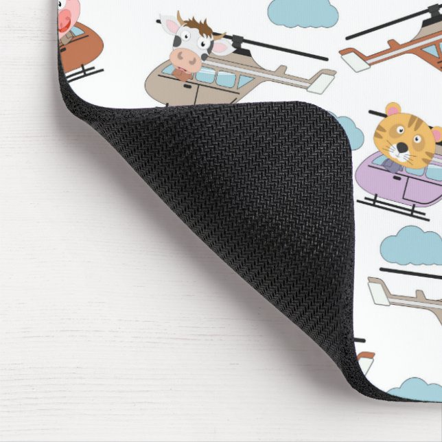 Niedliche Tiere im Hubschraubermuster Mousepad (Ecke)