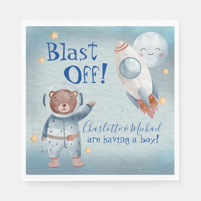 Niedliche Tiere im Outer Space Babythema Serviette (Vorderseite)