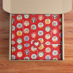 Niedliche Tiere im Party Hats Kinder Roter Glückwu Seidenpapier