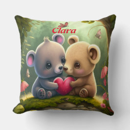 Niedliche Tiere in der Liebe werfen Kissen