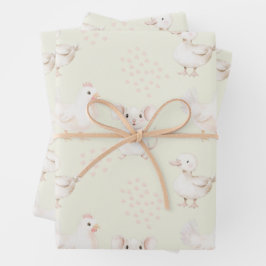 Niedliche Tiere in hellgrün Geschenkpapier Set