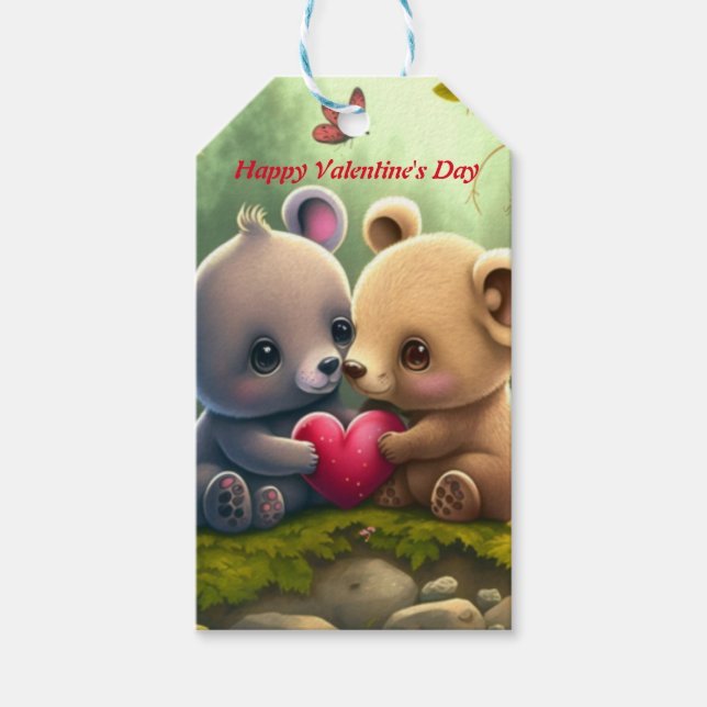 Niedliche Tiere in Liebe Geschenkanhänger (Vorderseite)