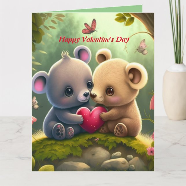 Niedliche Tiere in Liebe Karte (Vorderseite)