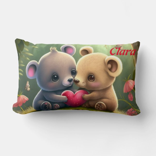 Niedliche Tiere in Liebe Lendenkissen (Vorderseite)