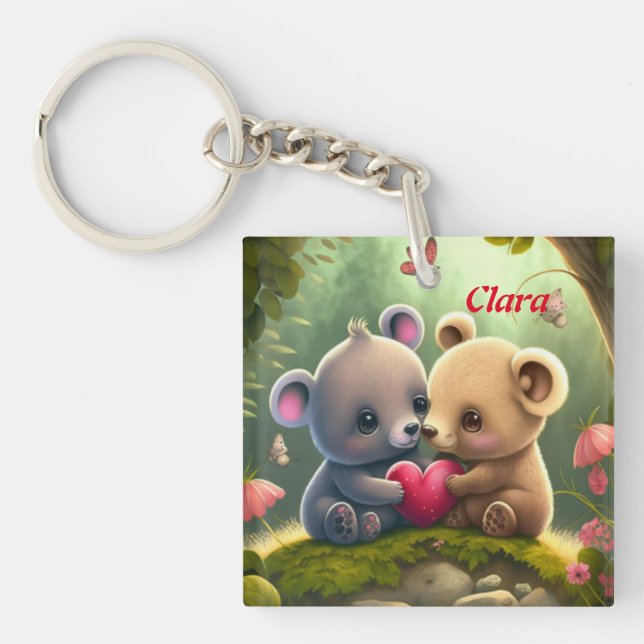 Niedliche Tiere in Liebe Schlüsselanhänger (Vorderseite)