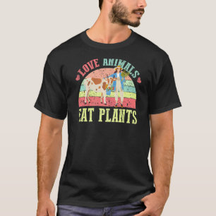 Niedliche Tiere Kuh Vintag Vegan gesund vegetarisc T-Shirt