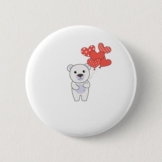 Niedliche Tiere mit Herzblasen zu Button (Vorderseite)