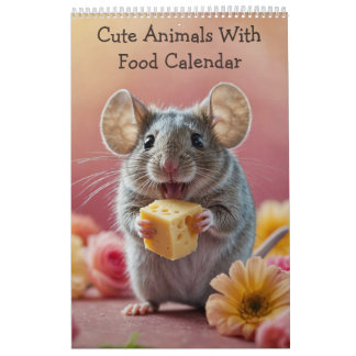 Niedliche Tiere mit Lebensmitteln 2025 Kalender