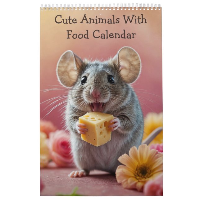 Niedliche Tiere mit Lebensmitteln 2025 Kalender (Titelbild)