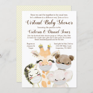 Niedliche Tiere mit Masken durch Kinderdusche Einladung