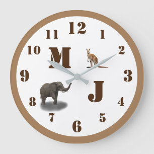 Niedliche Tiere Mit Monogramm Acrylwand Große Wanduhr
