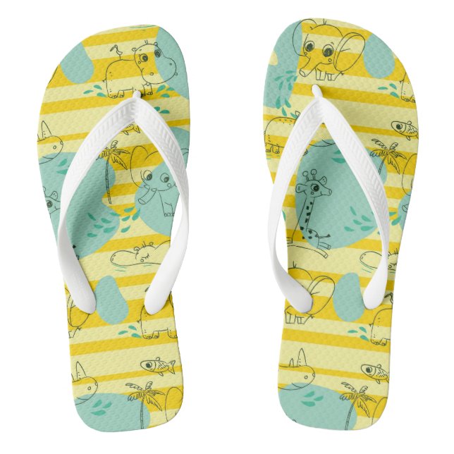 Niedliche Tiere mit Wasser 2 Flip Flops (Fußbett)