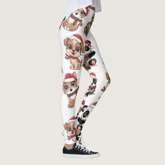 Niedliche Tiere mit Weihnachtshüten Leggings