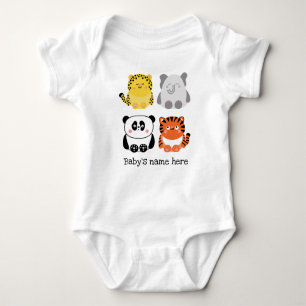 Niedliche Tiere personalisierter Babybodyanzug Baby Strampler