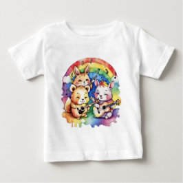 Niedliche Tiere spielen Musik Baby T-shirt
