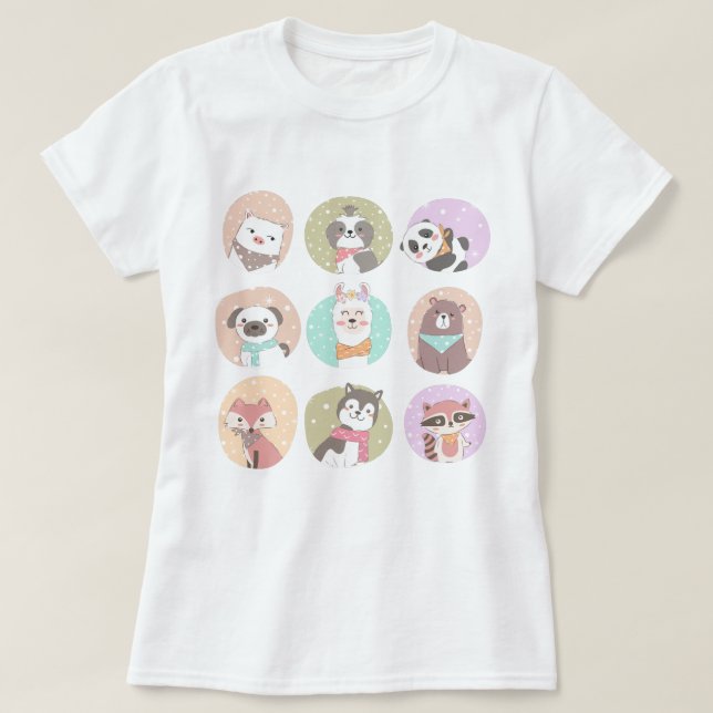 Niedliche Tiere T-Shirt (Design vorne)